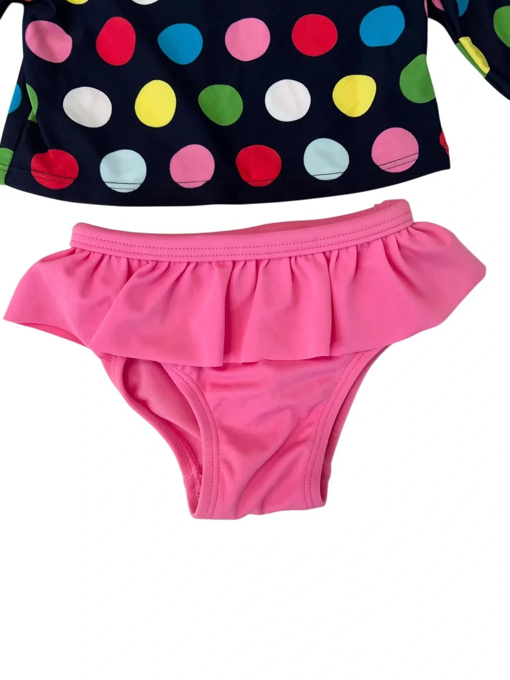 GAP Black & Pink Rashguard Set w/ Multicolor Polka Dots | Baby Girl 0-6 Months